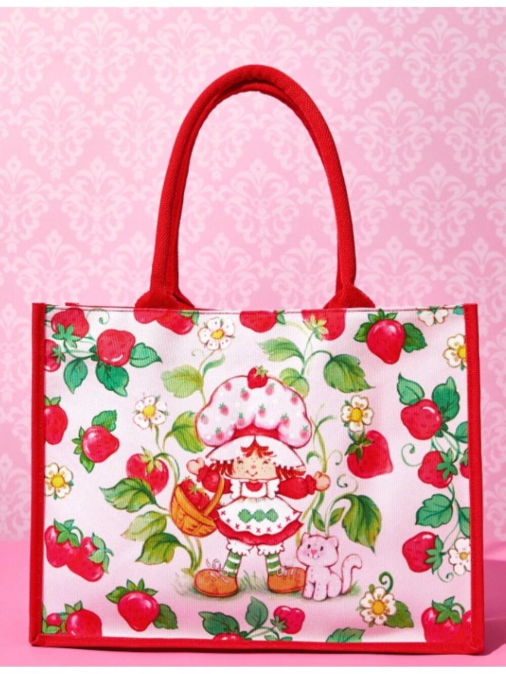 Strawberry Shortcake Large Tote Bag – Retro Character Print, Laptop-Friendly